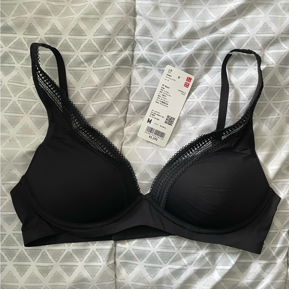 Black Bra with Lace Trim